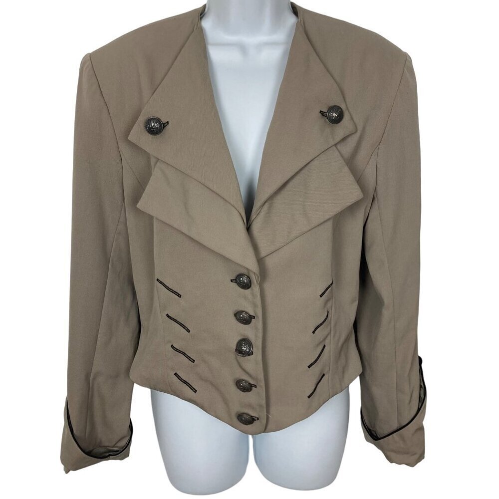Vintage Entre Deux Double Lapel Field Jacket Womens 8 Beige Military Blazer